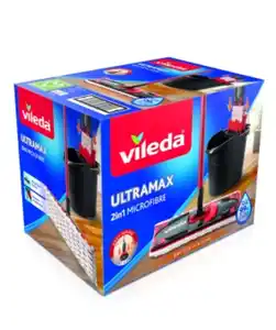 Vileda Ultramax Bodenwisch-Set Eimer, Wischer und Bezug, rot/schwarz