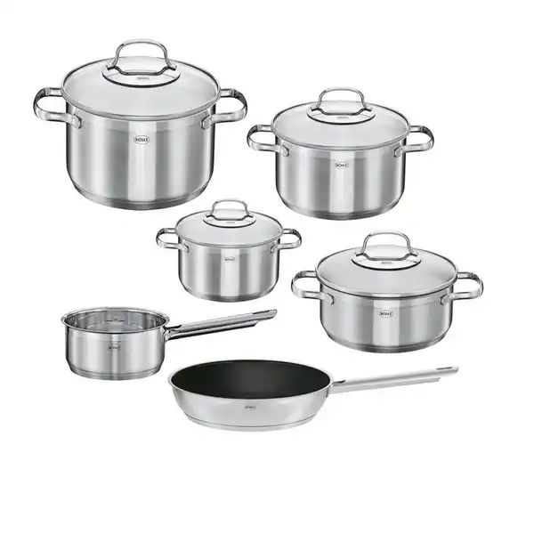 Bild 1 von Rösle Kochtopfset, Edelstahl, Metall, 6-teilig, 16 cm,20 cm,16 cm, 2,8 l,1 l, 37x25.6x61.2 cm, Kochen, Töpfe, Topfsets