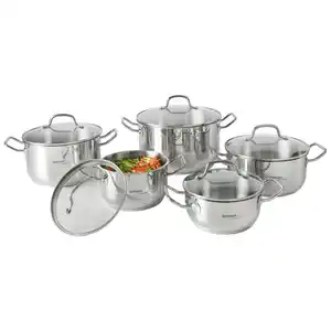 Homeware Profession. Kochtopfset, Edelstahl, Metall, 5-teilig, 16 cm,20 cm, 1.9 l,3.5 l,6.0 l,1.5 l,2.9 l, zylindrisch, Lfgb, rostfrei, Kochen, Töpfe, Topfsets