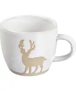 Tasse Weihnachten ca. 12,6 x 9,7 x 8 cm, Weiß/gold