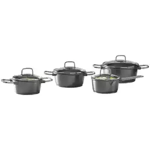 Homeware Profession. Kochtopfset Cucina Perfetta, Silber, Metall, 4-teilig, 16 cm, 1.4 l,2.3 l,1.4 l,4.2 l, konisch, Lfgb, backofengeeignet, PFOA-frei, leichte Reinigung,backofengeeignet, Kochen, Tö