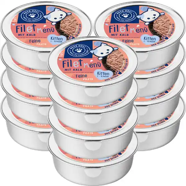 Bild 1 von Pets Deli Katzennassfutter Junior Filet Menü mit Kalb, 12er Pack