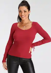 Melrose Strickpullover aus schmeichelnder Rippqualität, Rot