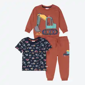 Baby-Jungen-Set mit Baustellenfahrzeugen, 3-teilig, Dark-orange