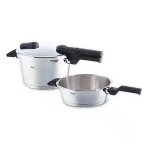 Fissler Schnellkochtopfset Vitaquick, Silber, Metall, 2-teilig, Druckregelventil, Druckanzeige, Kochen, Töpfe, Schnellkochtöpfe