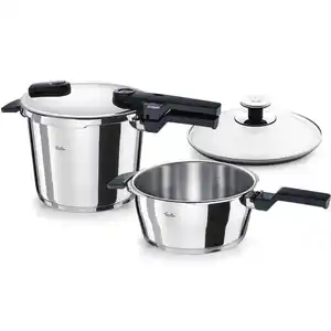 Fissler Schnellkochtopfset Vitaquick®, Silber, Metall, 2-teilig, Druckregelventil, Druckanzeige, Kochen, Töpfe, Schnellkochtöpfe