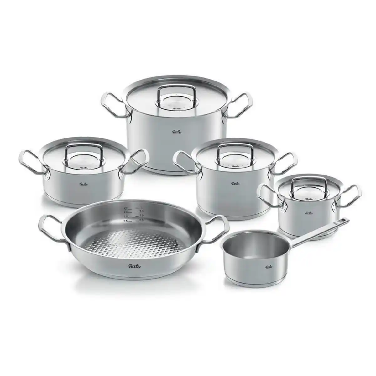 Bild 1 von Fissler Kochtopfset Profi Collection, Silber, 6-teilig, 24 cm,20 cm,16 cm, Messskala, backofengeeignet, breiter Schüttrand, Griffe werden nicht heiß, Kochen, Töpfe, Topfsets