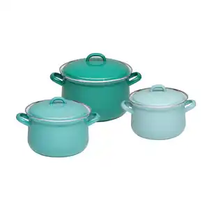 Riess Kochtopfset, Grün, Metall, 6-teilig, 16 cm,18 cm, 1,5 L,2,5 L,3,5 L, 29x28.5x38 cm, Kochen, Töpfe, Topfsets