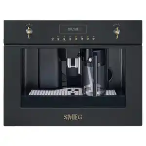 Smeg Kaffeevollautomat Cortina, Anthrazit, Metall, Glas, 59.5x45.5x38 cm, Made in Italy, Betriebskontrollleuchte, Kaffeeauslauf höhenverstellbar, Milchdüse Brüheinheit entnehmbar, Mahlgrad einstel