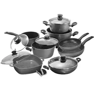 Stoneline Kochtopfset, Anthrazit, Metall, 13-teilig, 20 cm,24 cm,18 cm, 2,5 L,4,5 L,6,9 L,2 L, kratzfest, leichte Reinigung, Kochen, Töpfe, Topfsets