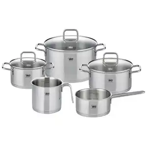 ELO Kochtopfset Citrin, Silber, Metall, 5-teilig, 24 cm,16 cm, rund, 32x23x45 cm, Messskala, Kochen, Töpfe, Topfsets