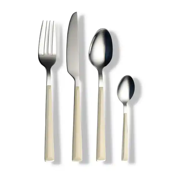 Bild 1 von Echtwerk Besteckset, Creme, Silber, Metall, 24-teilig, ergonomischer Griff, rostfrei, lebensmittelecht, Essen & Trinken, Besteck, Besteck-Sets