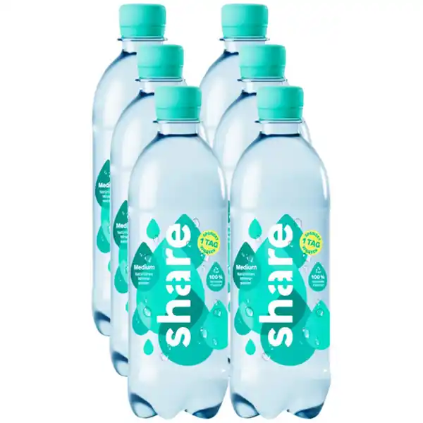 Bild 1 von Share Wasser Medium, 6er Pack (EINWEG) zzgl. Pfand