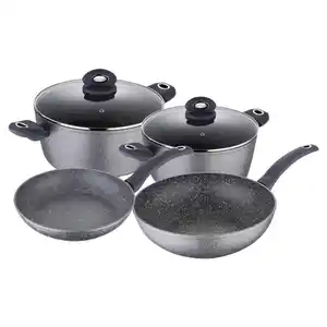 Xxxl Kochtopfset, Grau, Schwarz, Metall, Kunststoff, 6-teilig, 20 cm,24 cm, 1,7_ 6,5_ 2,4_ 3,8 L,2.4 L,3.8 L,6.5 L, rund, Lfgb, leichte Reinigung, geschmacksneutral, hitzebeständig, hitzebeständige