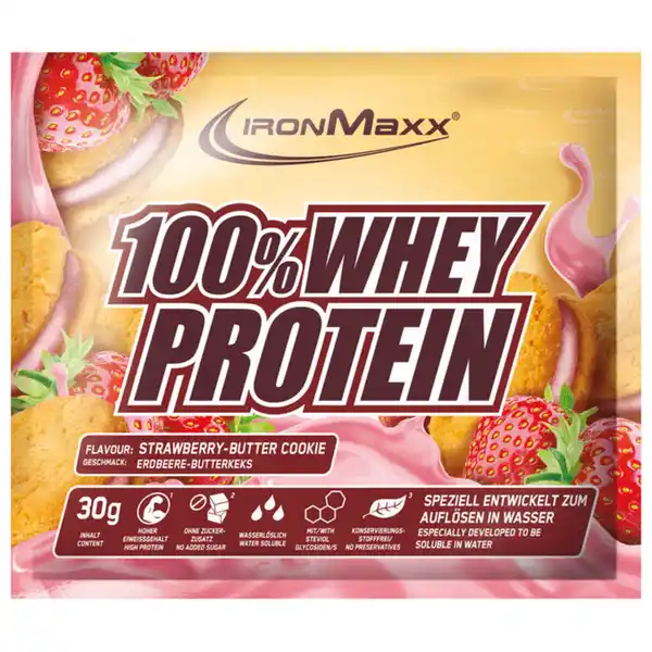 Bild 1 von IronMaxx 2 x 100% Whey Protein Strawberry Butter Cookie