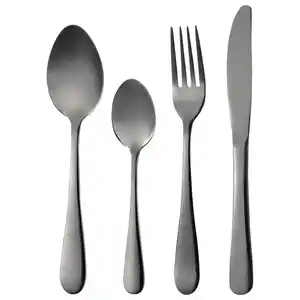 Xxxl Besteckset, Schwarz, Metall, 24-teilig, Lfgb, rostfrei, lebensmittelecht, Essen & Trinken, Besteck, Besteck-Sets