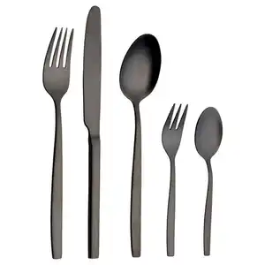 Echtwerk Besteckset Positano, Schwarz, Metall, 30-teilig, rostfrei, lebensmittelecht, Essen & Trinken, Besteck, Besteck-Sets