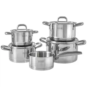 Johann Lafer Kochtopfset Pure, Silber, Glas, 5-teilig, 16 cm,20 cm,16 cm, 1,7 l,3,4 l,5,8 l,2,7 l,1,3 l, rund, Kochen, Töpfe, Topfsets