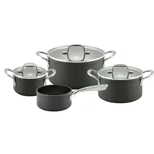 ELO Kochtopfset Silver Cast, Schwarz, Metall, 16 cm,20 cm,16 cm, 1,2 l,2,8 l,4,5 l,1,2 l, rund, 21.5x13.5x34 cm, Kochen, Töpfe, Topfsets