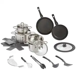 ELO Kochtopfset Lima Sol, Silber, Metall, 15-teilig, 16 cm,20 cm, rund, Messskala, backofengeeignet, Kochen, Töpfe, Topfsets