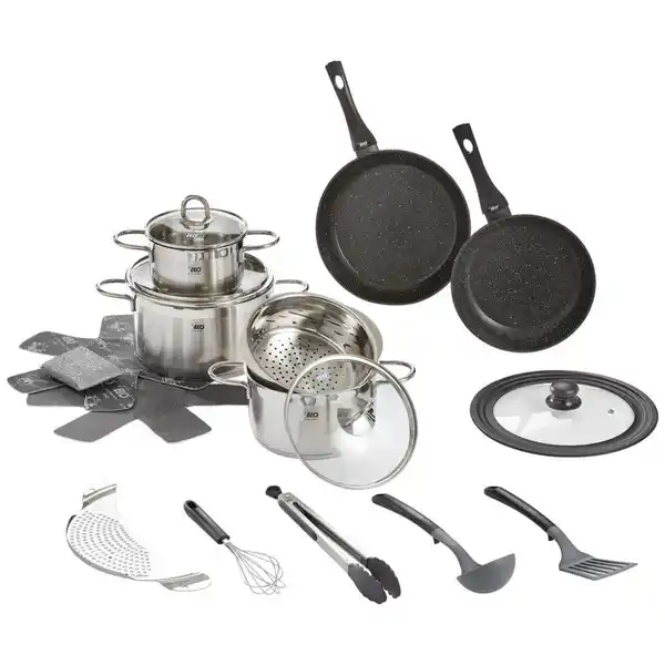 Bild 1 von ELO Kochtopfset Lima Sol, Silber, Metall, 15-teilig, 16 cm,20 cm, rund, Messskala, backofengeeignet, Kochen, Töpfe, Topfsets