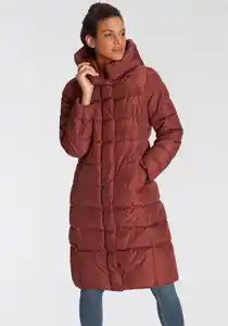 ONLY Steppmantel ONLTINA PUFFER X LONG COAT OTW mit Kapuze, Rot