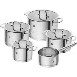 Zwilling Kochtopfset Trueflow, Edelstahl, Metall, 5-teilig, 16 cm,20 cm,16 cm, 2 l,3.5 l,6 l,3 l,1.5 l, Messskala, backofengeeignet, Abgießfunktion, Kochen, Töpfe, Topfsets