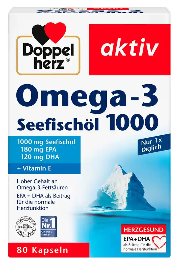 Bild 1 von DOPPELHERZ AKTIV Omega-3 Seefischöl 1000, 80-St.-Packg.