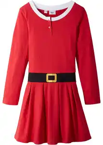 Weihnachtliches Mädchen Jerseykleid, 104/110, Rot