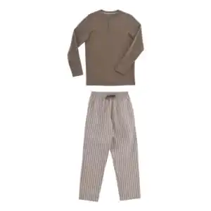 Herren Winter Pyjama, braun, Größe XXL