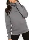 Bild 1 von TrendiMax Damen Hoodie Kapuzenpullover Langarm Sweatshirt Winter Pullover Hochkragen Sweatjacke Kapuzen Pullis, Grau, XL