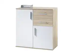 Kommode Sonoma Eiche - weiß 80 cm - BOBBY