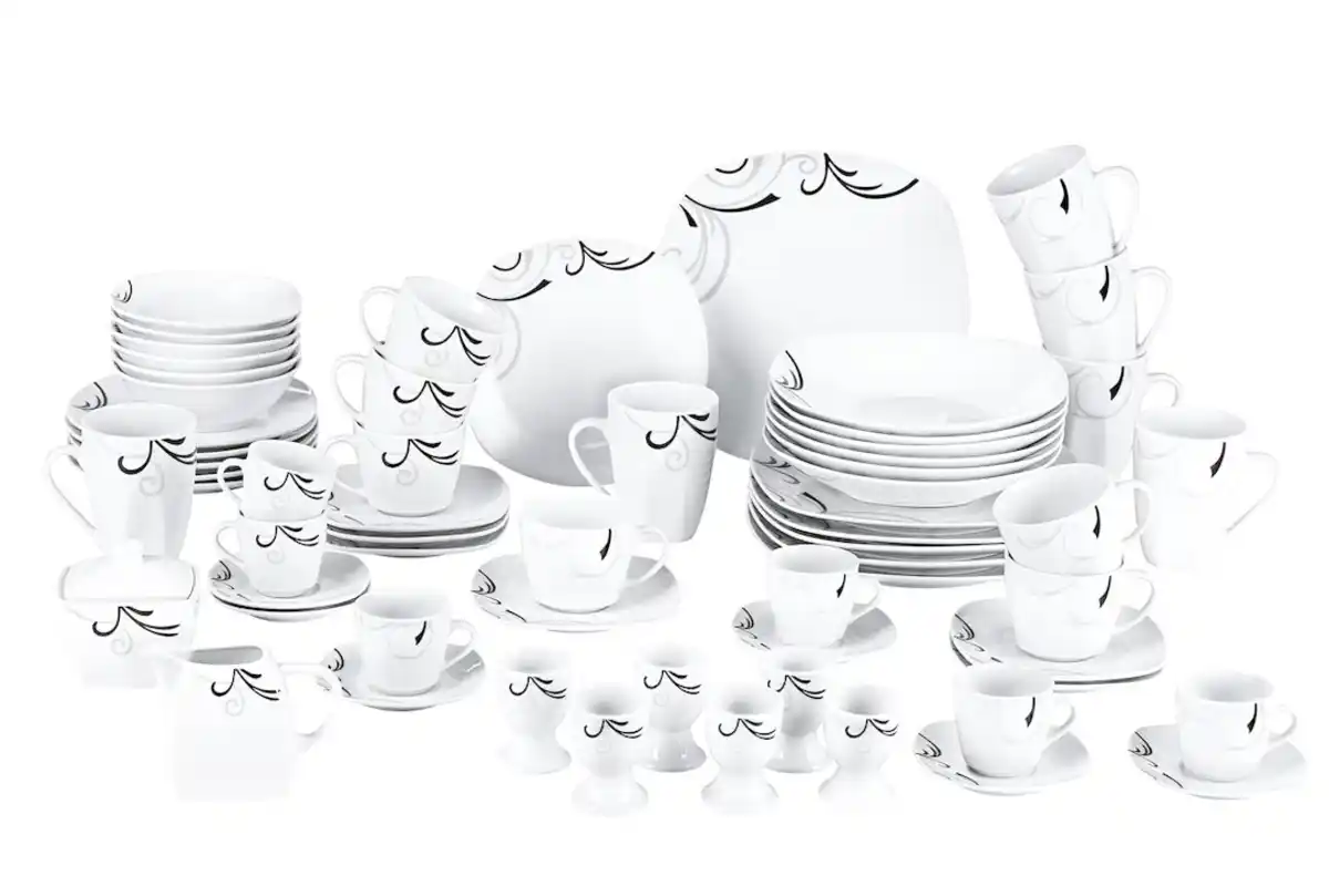 Bild 1 von Kombiservice Melrose Porzellan Rankendekor schwarz-grau