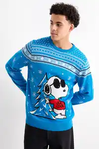 C&A Weihnachtspullover-Snoopy, Blau, Größe: S