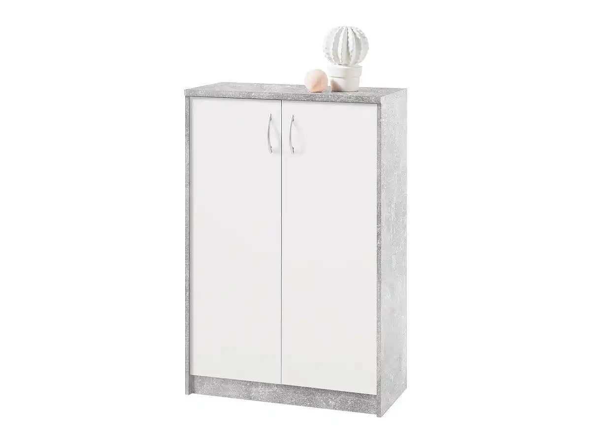 Bild 1 von Kommode mit 2 Türen Betonoptik - weiß 74 cm - OPTIMUS