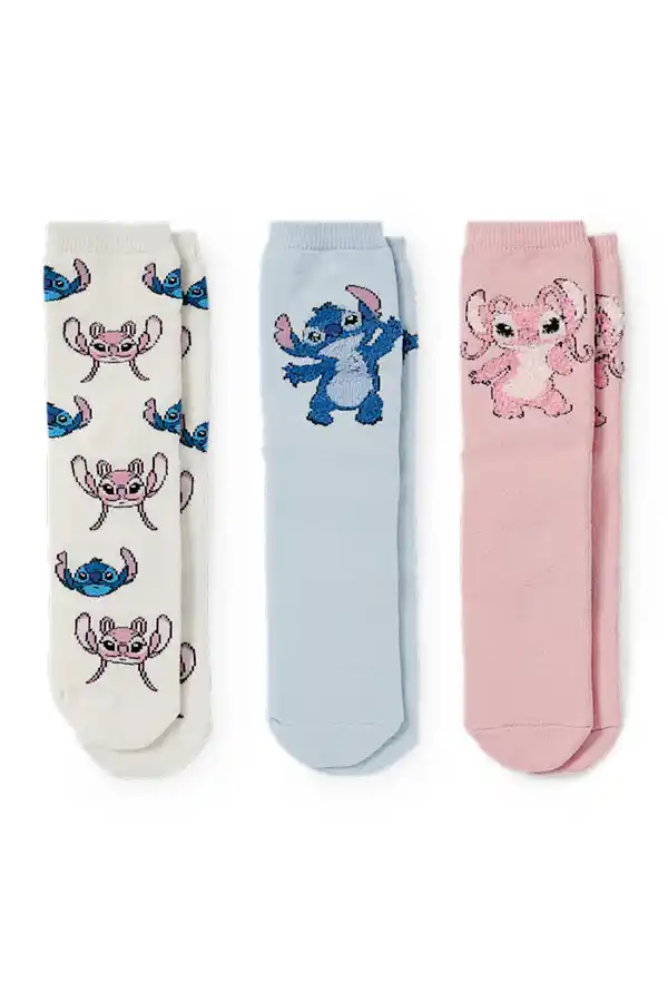 Bild 1 von C&A Multipack 3er-Lilo & Stitch-warme Socken mit Motiv, Blau, Größe: 24-26