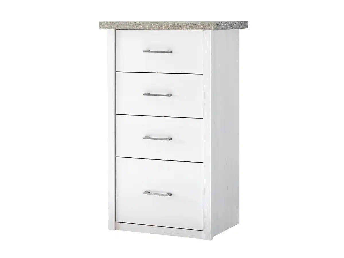 Bild 1 von Kommode mit 4 Schubladen Pinie weiß - Trüffel 60 cm - LUCA