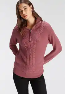 Tamaris Strickpullover mit Reißverschluss am Kragen, Rosa