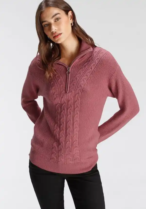 Bild 1 von Tamaris Strickpullover mit Reißverschluss am Kragen, Rosa