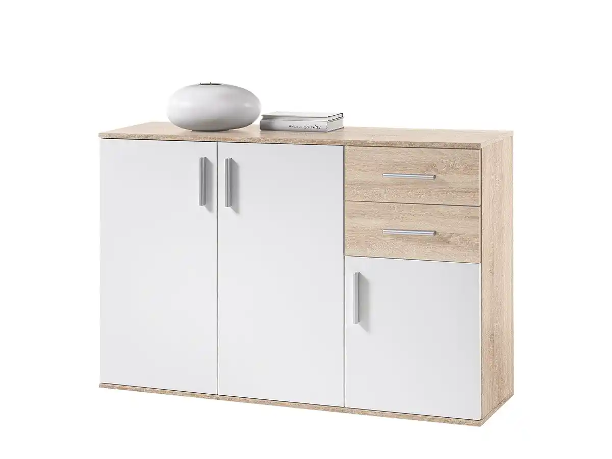 Bild 1 von Kommode Sonoma Eiche - weiß 120 cm - BOBBY