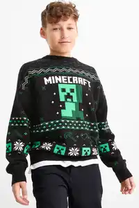 C&A Minecraft-Weihnachtspullover, Schwarz, Größe: 140