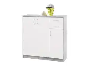 Kommode mit 3 Türen Betonoptik - weiß 109 cm - OPTIMUS