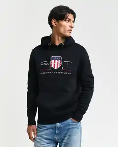 Gant Hoodie REG ARCHIVE SHIELD HOODIE mit modischer Logostickerei auf der Brust, Schwarz