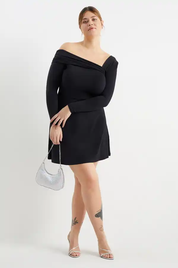 Bild 1 von C&A CLOCKHOUSE-One-Shoulder-Kleid, Schwarz, Größe: XL