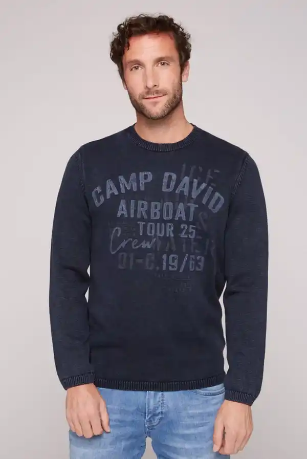 Bild 1 von CAMP DAVID Rundhalspullover mit Logoprints vorne und hinten, Weiß