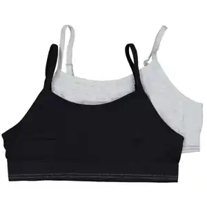Bauchfreies Teenagertop Nahtlos 2er-Pack, Grau/Schwarz, 1642
