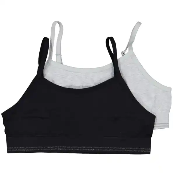 Bild 1 von Bauchfreies Teenagertop Nahtlos 2er-Pack, Grau/Schwarz, 1642