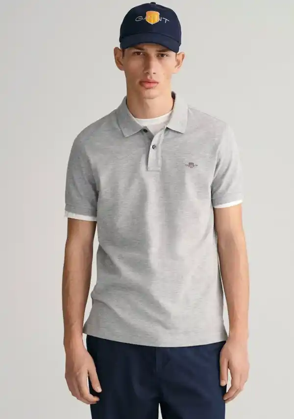 Bild 1 von Gant Poloshirt SLIM SHIELD SS PIQUE POLO mit Logostickerei auf der Brust, Grau