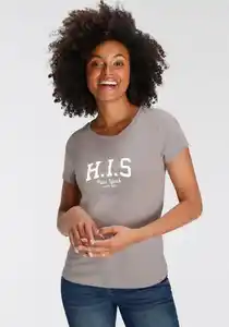 H.I.S T-Shirt mit Logo-Print vorne, Grau