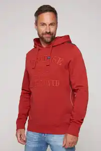 CAMP DAVID Kapuzensweatshirt mit Logostickereien, Rot